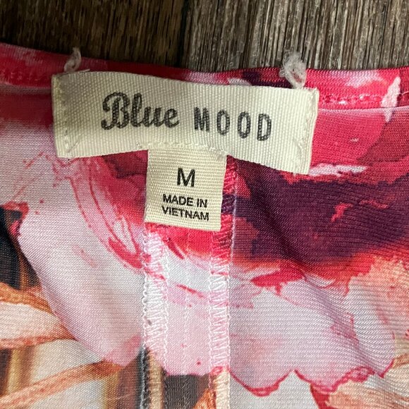 Blue Mood (M) Floral Leapoard Print casual rayon Top - Picture 3 of 10